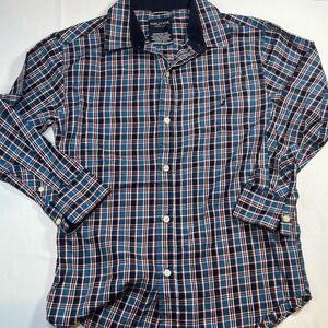 NAUTICA‎ Boys YM Long Sleeve Woven Shirt Blue Red White Button Down Medium